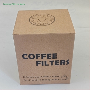 Filter za kavu za prelijevanje, zdjelasti oblik filtera, origami filter šalice, valoviti cvjetni uzorak, papir od drvene celuloze, prirodna boja, veličina 155×45 mm