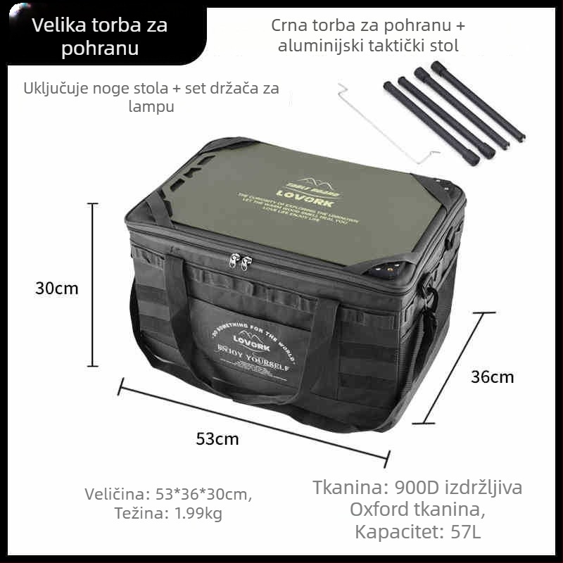LOVORK Sklopiva torba za skladištenje na otvorenom, kamping oprema, velikog kapaciteta