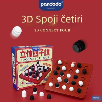 3D obiteljska društvena igra: Connect Four i Gomoku, crno-bijeli stolni igra, poklon za starije osobe