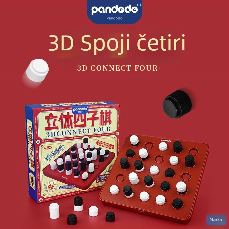 3D obiteljska društvena igra: Connect Four i Gomoku, crno-bijeli stolni igra, poklon za starije osobe