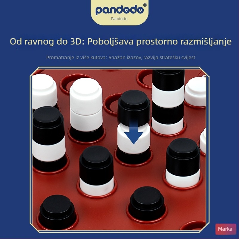 3D obiteljska društvena igra: Connect Four i Gomoku, crno-bijeli stolni igra, poklon za starije osobe