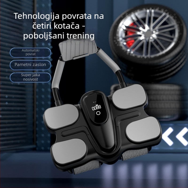 Četverokotačna kolut za trbušne mišiće s automatskim odzivanjem, podrška za lakat, fitness alat muškarce i žene