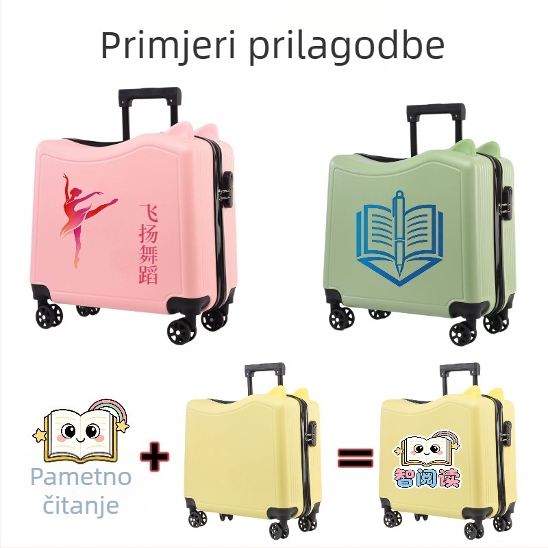 Dječji kovčeg s crtanim motivom i otiskom logotipa, 360° okretni kotači, zaključavanje lozinkom, putni kovčeg