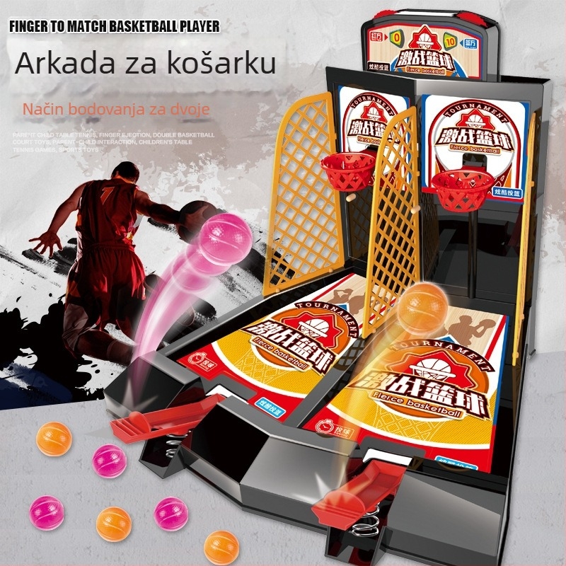Dječja stolna igra s prstnim košarkom, dvostrano interaktivna za djecu 4–6 godina