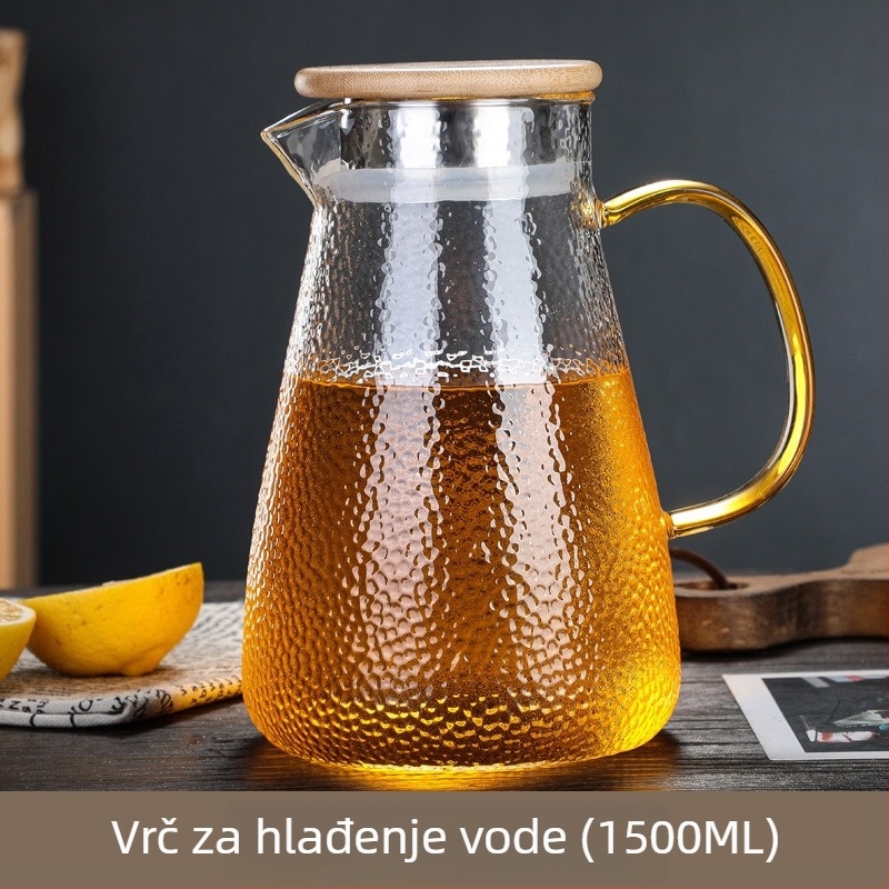 Stakleni čajnik s uzorkom udara, borosilikatno staklo, proziran