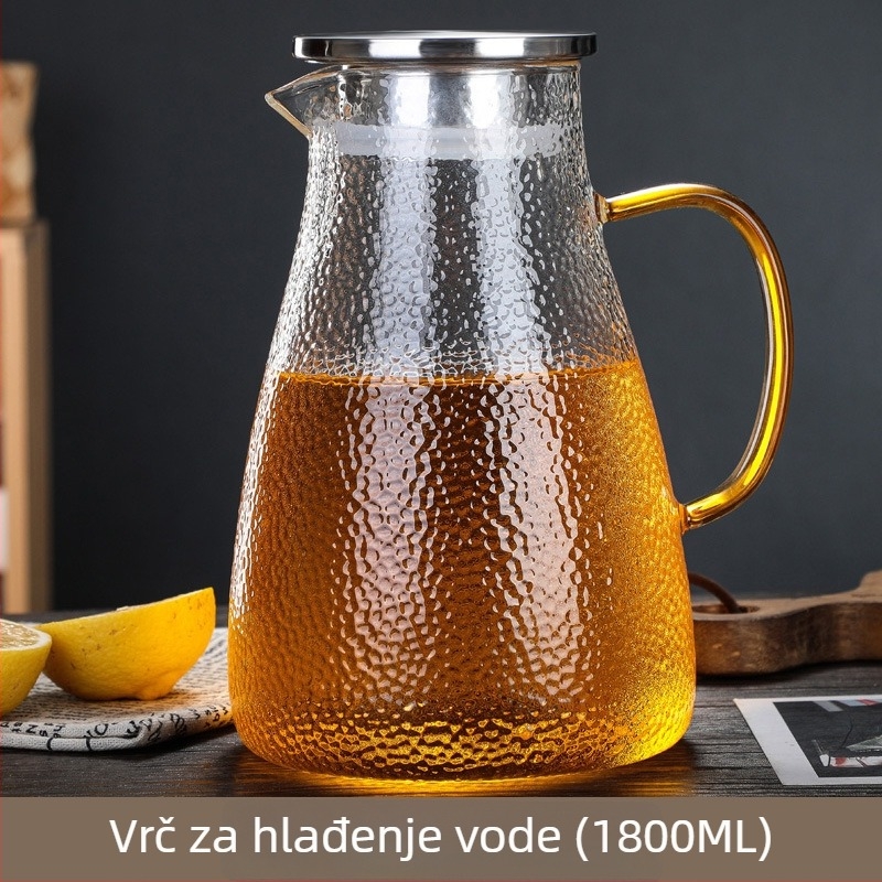 Stakleni čajnik s uzorkom udara, borosilikatno staklo, proziran