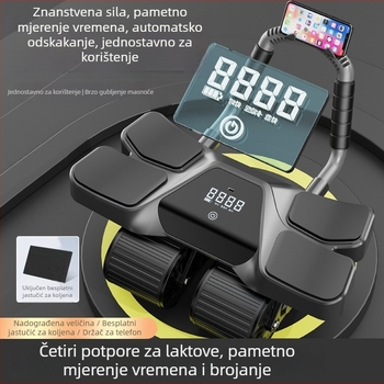 Kotač za trbušnjake s četiri kotača i potporom za lakte, automatsko vraćanje, novi model, vježbanje u zatvorenom
