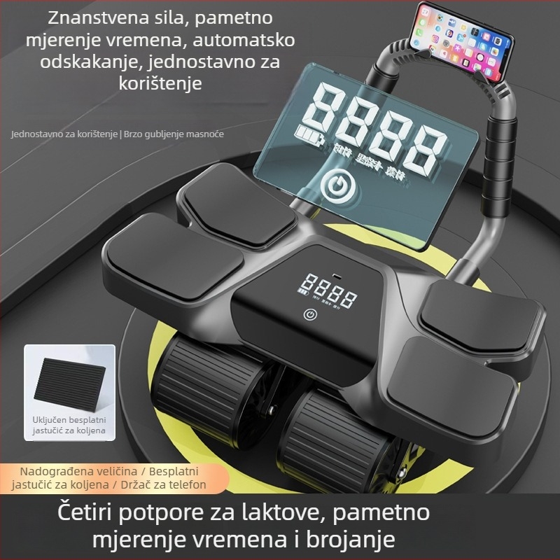 Kotač za trbušnjake s četiri kotača i potporom za lakte, automatsko vraćanje, novi model, vježbanje u zatvorenom