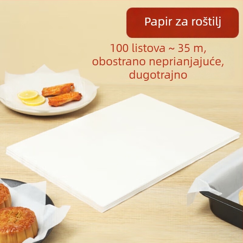Silikonski papir za pečenje za BBQ i fritezu na zrak – antiadhzivan, otporan na masnoću, podloga za tijesto i kruh