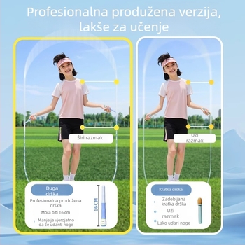 Pamukovo skakačko uže za djecu – početnici u vrtiću, s bambusnim segmentima, profesionalno za učenike osnovne škole, bez zapetljavanja, za uzrast 3–5 godina