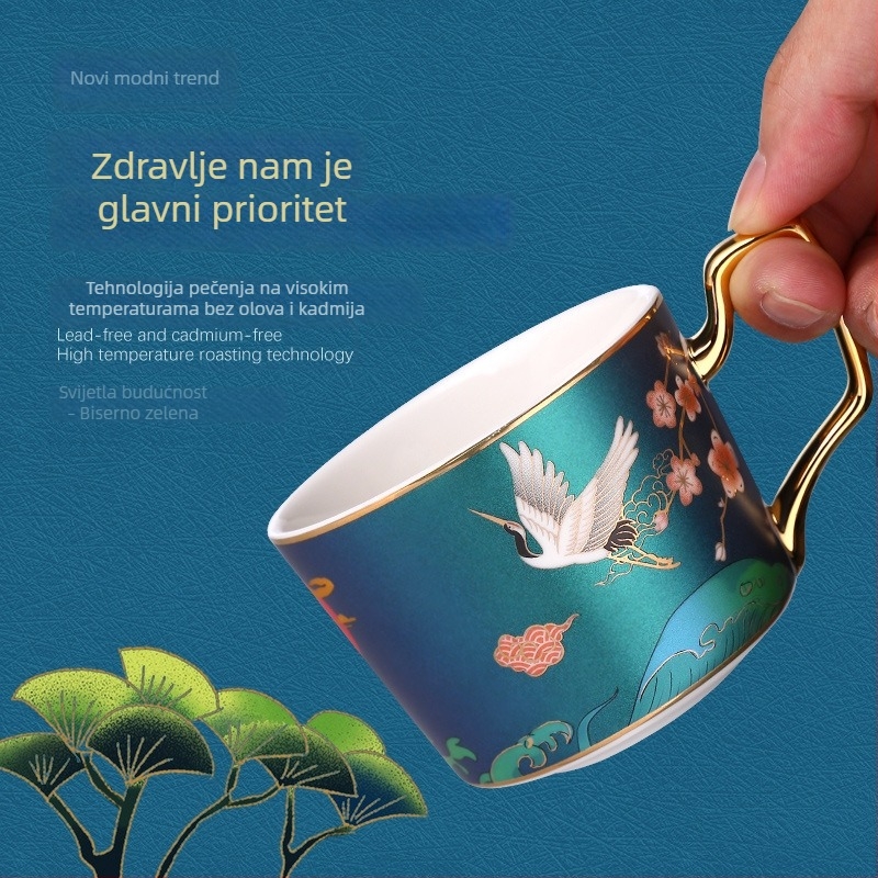 Porcelanska šalica za kavu s podmetačem i žličicom, europski stil, mali luksuz za kućnu upotrebu, čaj od cvijeća