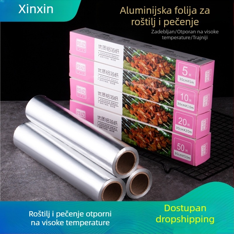 Pek papir i aluminijska folija za pećnicu i aparat za kućno kuhanje na zrak, debeli sloj aluminijske folije za pečenje i roštiljanje