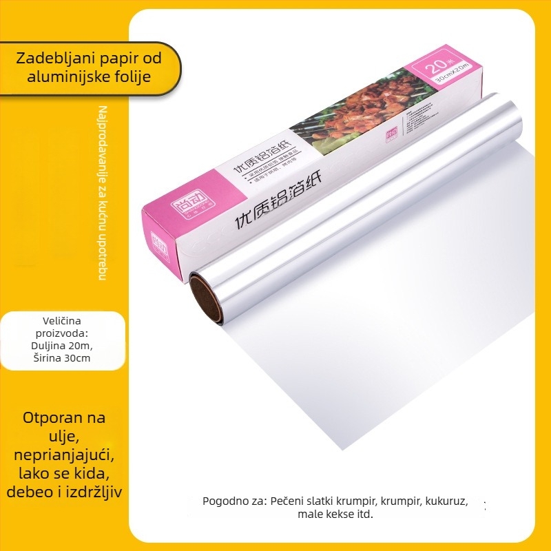 Pek papir i aluminijska folija za pećnicu i aparat za kućno kuhanje na zrak, debeli sloj aluminijske folije za pečenje i roštiljanje