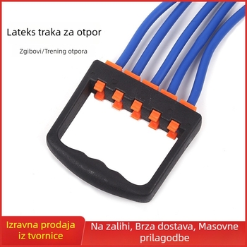 Ured s pet cijevi otpora za proširenje prsnog koša i trening leđa, podesiva napetost, odvojive elastične cijevi, kućni fitness uređaj