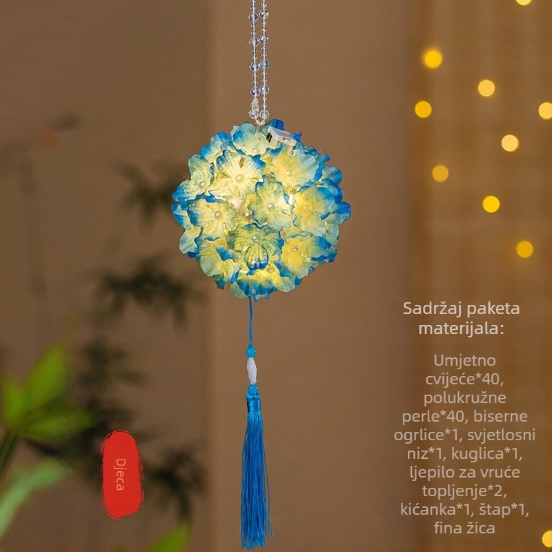 DIY set lanterna s hortenzijom – ručno izrađena zečja lanterna sa svjetlom, antički stil
