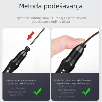 Brzo skakanje konopcem sa mehanizmom zaključavanja, aluminijska legura, neklizajuće ručke s malim šarenim prstenima, za mršavljenje i fitness