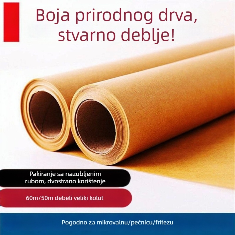 Debeli papir za pečenje za kuhanje na zraku i pećnicu, hrana sigurnosna podloga za roštilj i kolače, drveni uzorak s nazubljenim rubovima