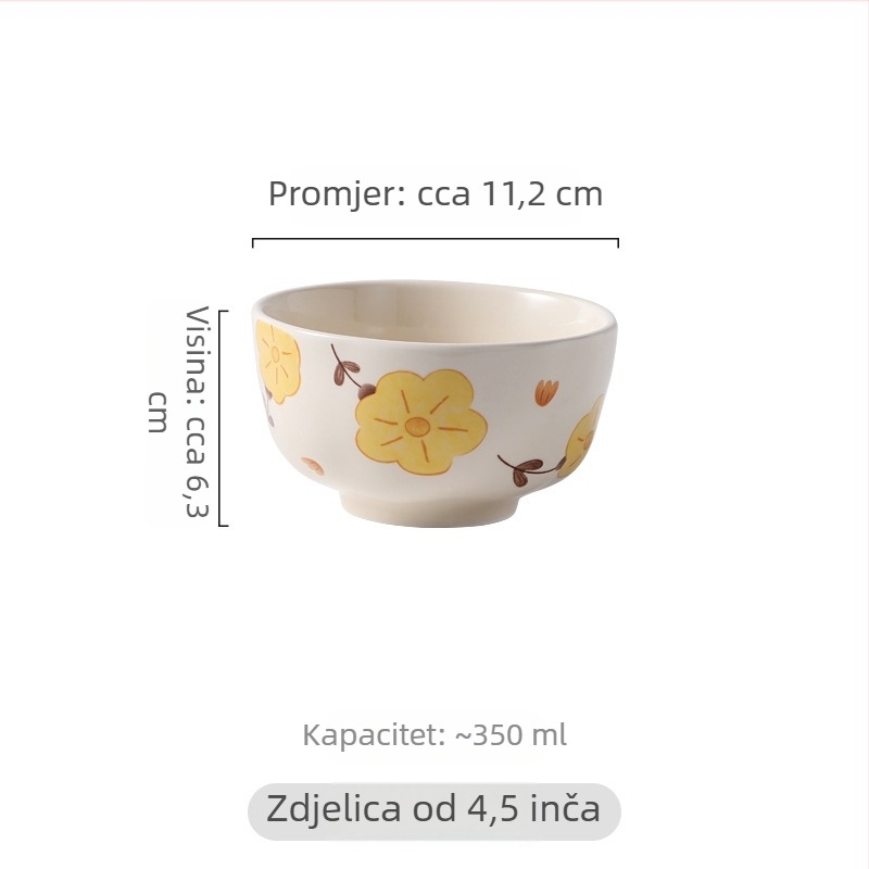 Krem boje porcelanski set posuđa s ruralnim cvjetnim uzorkom i ručno oblikovanim teksturama, za kućnu upotrebu, tanjuri i zdjele