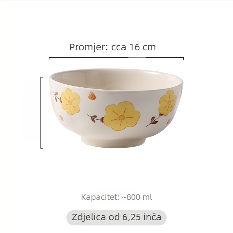 Krem boje porcelanski set posuđa s ruralnim cvjetnim uzorkom i ručno oblikovanim teksturama, za kućnu upotrebu, tanjuri i zdjele