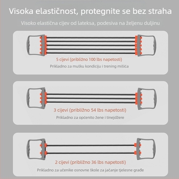 Muški kućni uređaj za vježbanje prsnih mišića s oprugom i užetom za proširenje prsa te vježbanje leđa