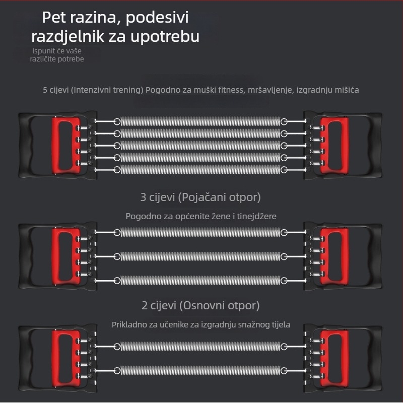 Expander za prsa s opružnim uređajem – profesionalni uređaj za jačanje prsa i ruku, višenamjenski kućni fitness trener