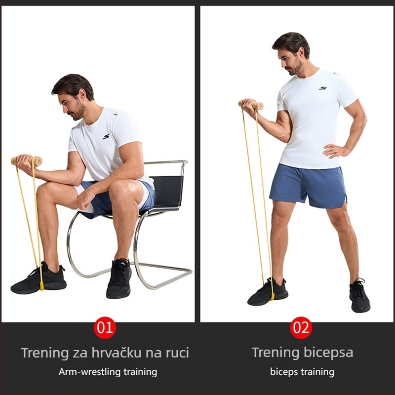 Uređaj za trening zapešća i podlaktice s elastičnim užetom