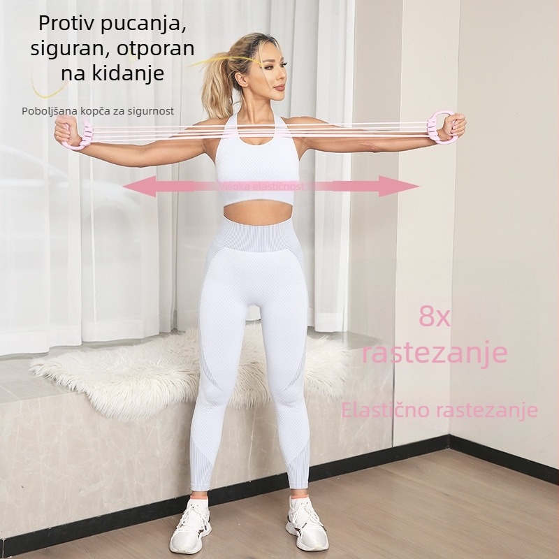 Otporna užad u obliku osam za kućne vježbe, podesiva elastična traka za proširenje prsnog koša i trening ramena