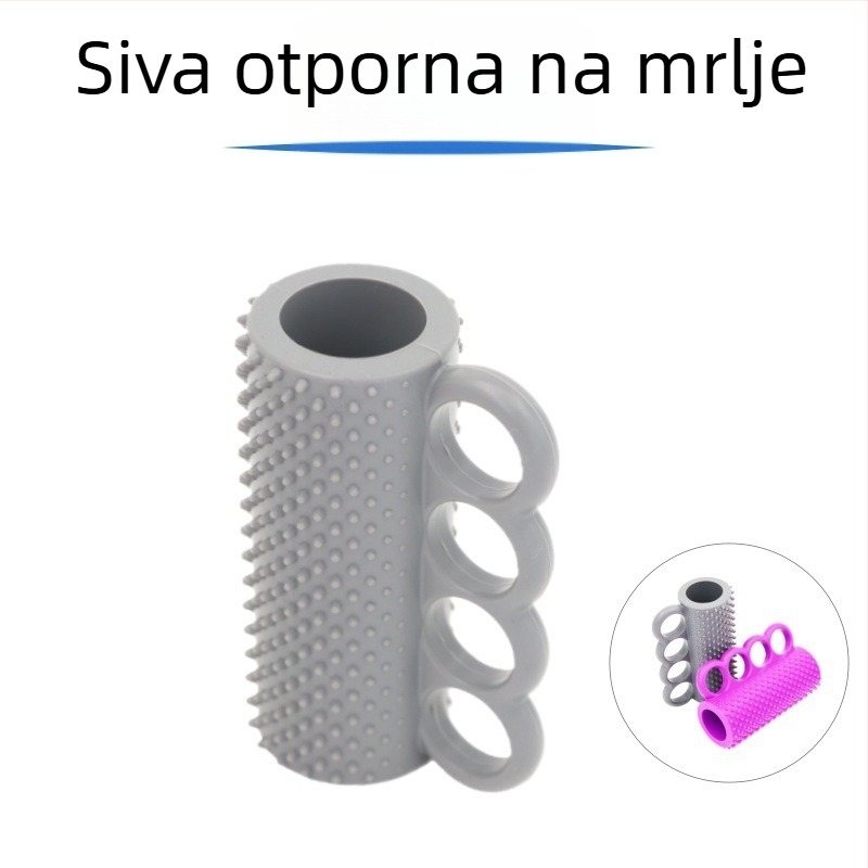 Silikonski uređaj za zahvat prstiju s šupljim dizajnom, potiče akupunkturne točke na ruci i dlanu, za rehabilitaciju i jačanje prstiju.