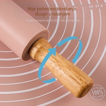 Set silikonskih podloga za mijesanje tijesta u kuhinji, debela antislip radna podloga za razvaljivanje tijesta, valjak za tijesto i alati za pečenje