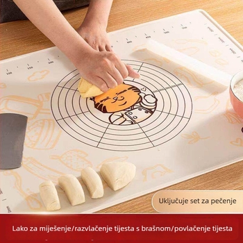 Silikon podloga za miješenje tijesta, prehrambena kvaliteta, debela, antibakterijska, protuklizna, bezlijepljiva, za kuhinju i domaće pečenje