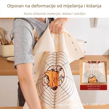 Silikon podloga za miješenje tijesta, prehrambena kvaliteta, debela, antibakterijska, protuklizna, bezlijepljiva, za kuhinju i domaće pečenje