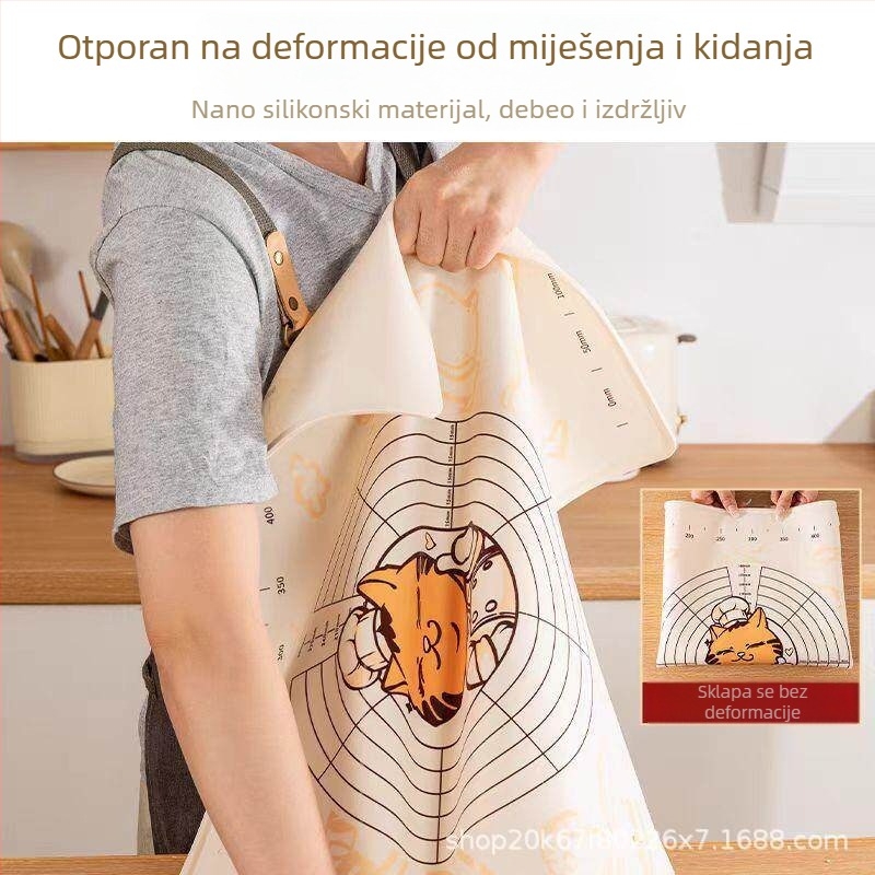 Silikon podloga za miješenje tijesta, prehrambena kvaliteta, debela, antibakterijska, protuklizna, bezlijepljiva, za kuhinju i domaće pečenje
