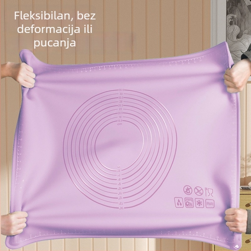 Silikonska podloga za tijesto, kvalitete hrane, debela, neprijanjiva, za valjanje i pečenje