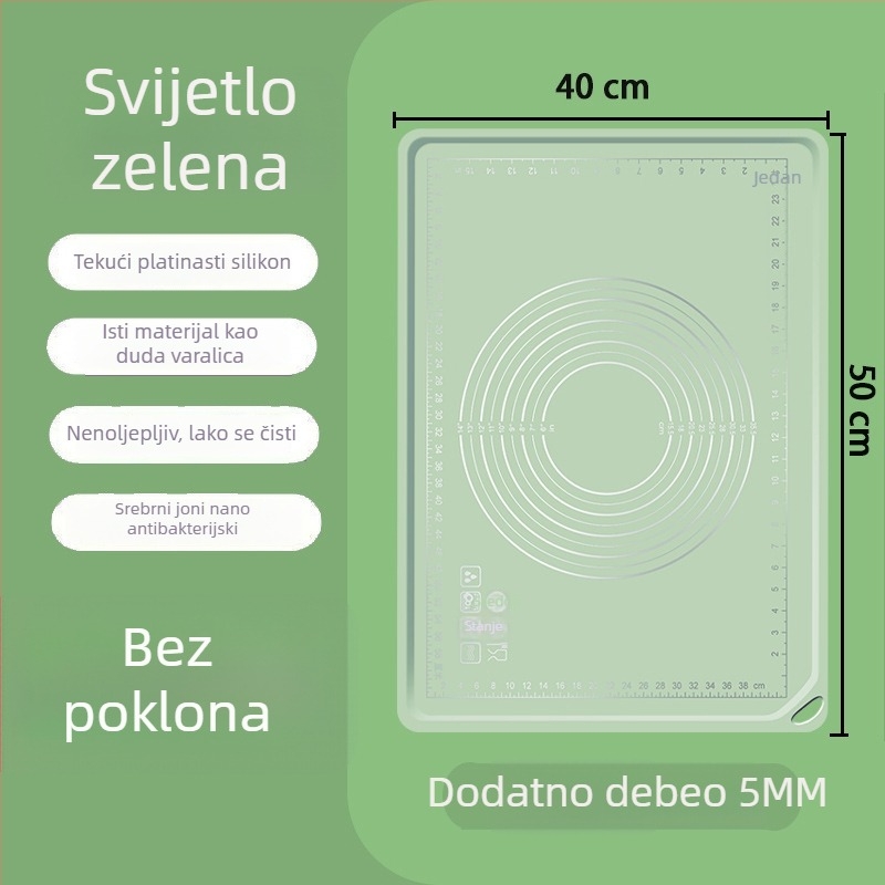 Silikonska podloga za tijesto, kvalitete hrane, debela, neprijanjiva, za valjanje i pečenje