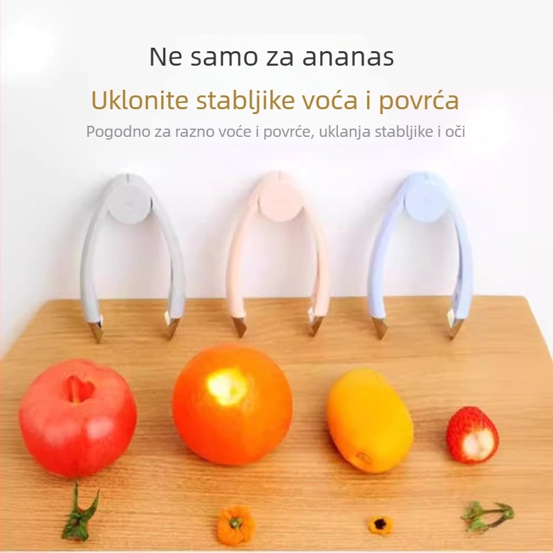 Višenamjenski alat za uklanjanje očiju ananasa i klips za jagode, od nehrđajućeg čelika