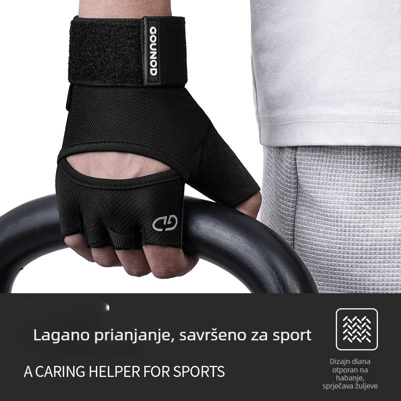 Gounod fitness rukavice s djelomičnim prstima, protuklizne i otporne na habanje, sportske trake za zglob, zaštita dlana za trening snage