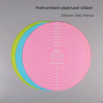 Okrugla rotirajuća ploča za ukrašavanje torti s protukliznom silikonskom podlogom, podloga za mijesanje tijesta i pečenje, dječji podmetač i silikonska kuhinjska izolacija
