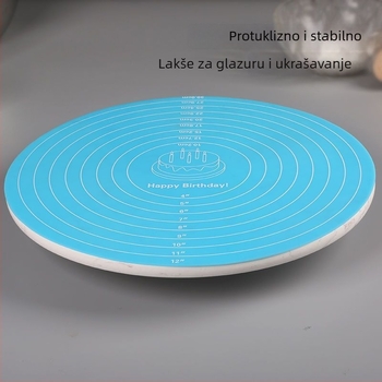 Okrugla rotirajuća ploča za ukrašavanje torti s protukliznom silikonskom podlogom, podloga za mijesanje tijesta i pečenje, dječji podmetač i silikonska kuhinjska izolacija