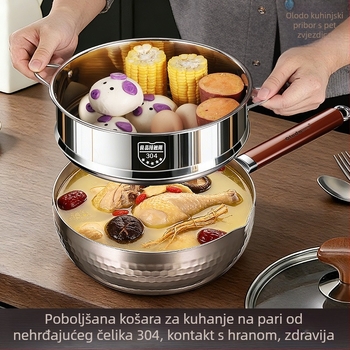 316L bez premaza Yukihira lonac, debela nehrđajući čelik, japanskog stila, mali lonac za bebinu hranu, kuhanje na pari, instant rezanci i juhe, kuhalo na paru
