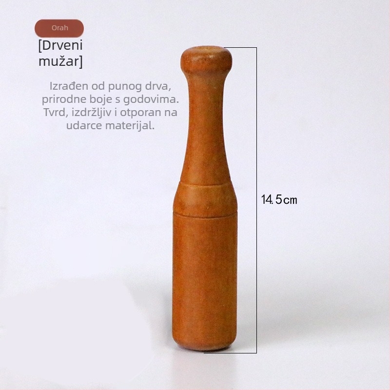 Drveni mortar i pestla za češnjak – kuhinjski višenamjenski alat