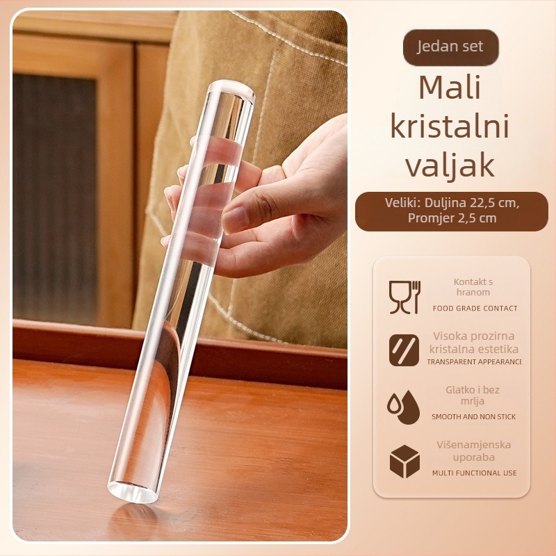 Prozirni akrilni valjak za tijesto, ne lijepi, kvalitete hrane, čvrsti štap za fondant i tijesto za kolače