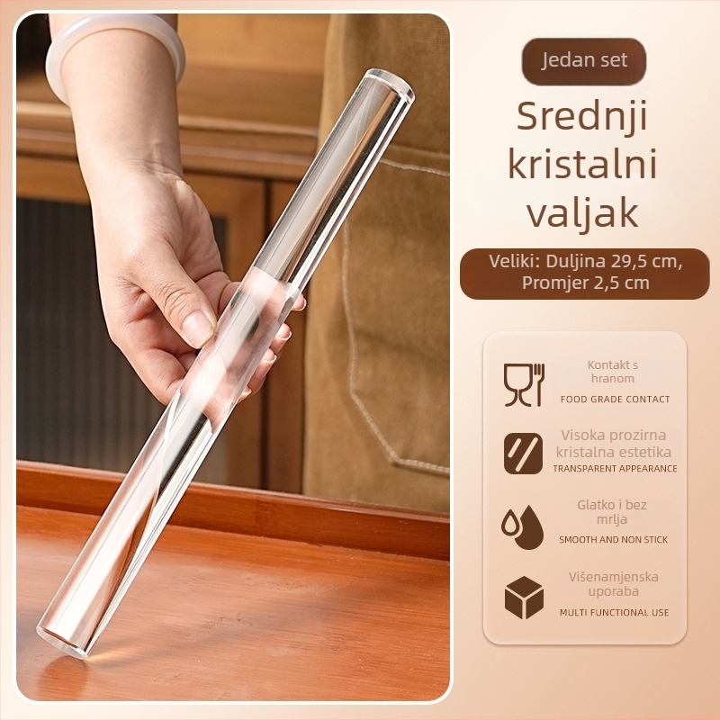 Prozirni akrilni valjak za tijesto, ne lijepi, kvalitete hrane, čvrsti štap za fondant i tijesto za kolače