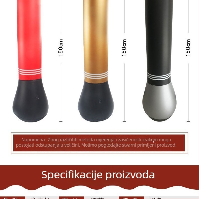 Zlatno-naduvana kolona za boksa za odrasle — PVC boksačka vreća, debela i izdržljiva