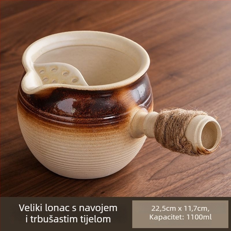 Keramički čajnik s poklopcem, velikog kapaciteta, otporan na visoke temperature, pogodan za suho zagrijavanje, set šalice za čaj, za vanjsku plinsku ploču