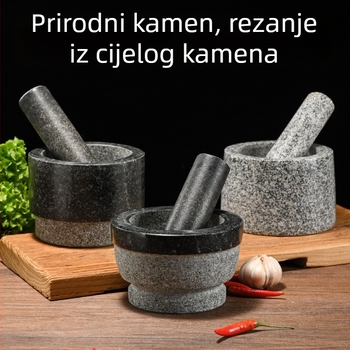 Kamen mortar i preša za češnjak, prirodni kamen, olakšivač ljuske češnjaka