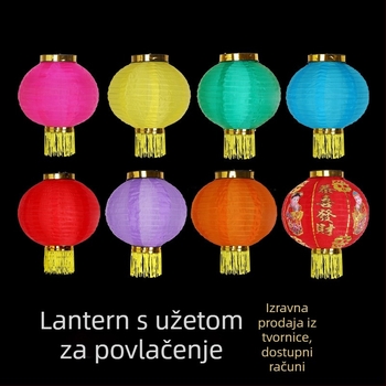 Vanjska lančana svjetiljka za ukrašavanje proslave proljeća, vodootporne sklopne crvene lampione u obliku zimne dinje, veličine 8/10/12 inča
