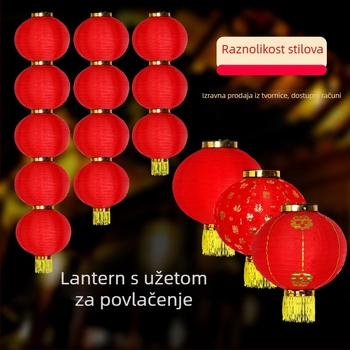 Vanjska lančana svjetiljka za ukrašavanje proslave proljeća, vodootporne sklopne crvene lampione u obliku zimne dinje, veličine 8/10/12 inča