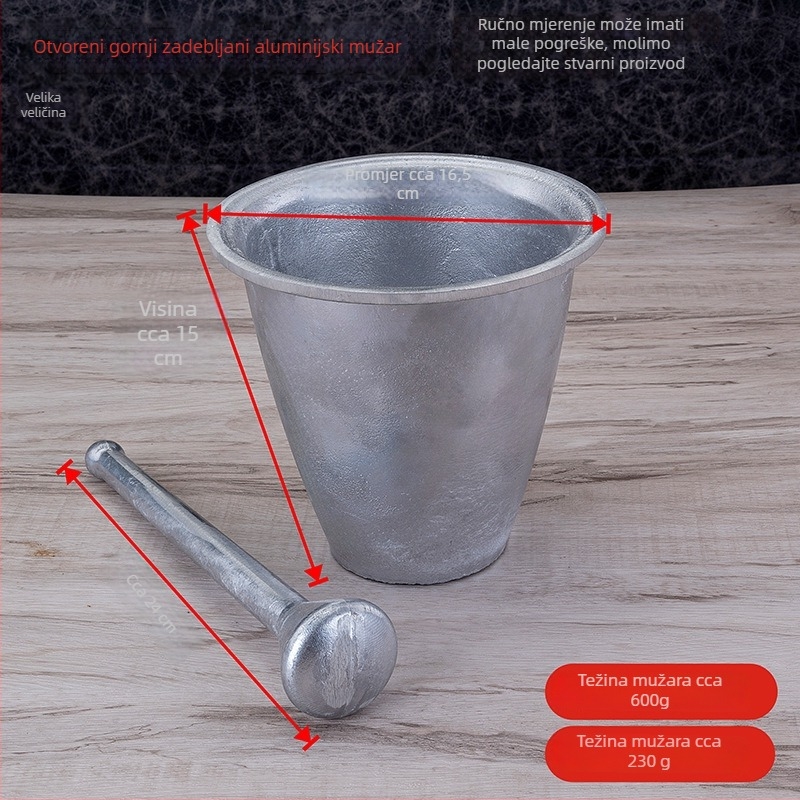 Antički aluminijski mortar i tučak za češnjak i ljute papričice