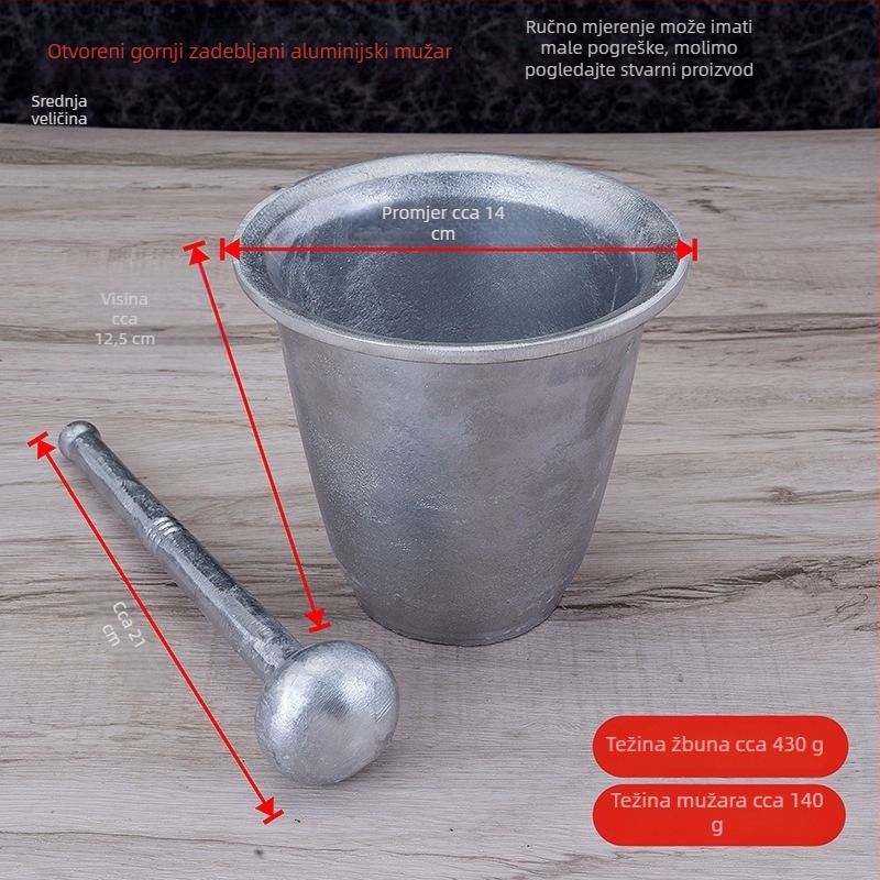 Antički aluminijski mortar i tučak za češnjak i ljute papričice