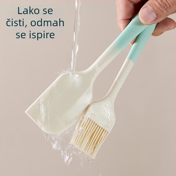 Set silikonskih špatula za pečenje - špatule od silikona otporne na visoke temperature, četkica za ulje, spatula za kremu i četka za začine.